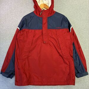 L.L.Bean Vintage Anorak Jacket Red Blue Hooded Windbreaker Men’s XS Youth XL